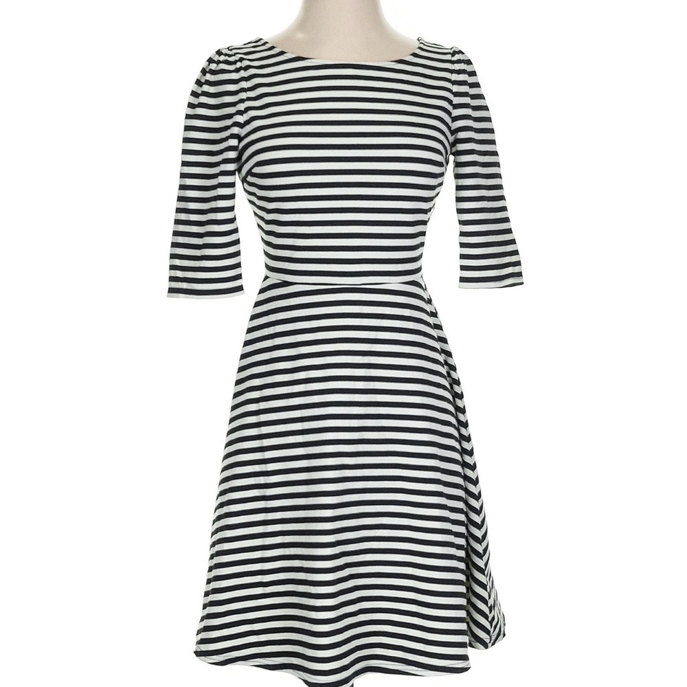 Pomelo Black and White Striped Long Sleeve Dress